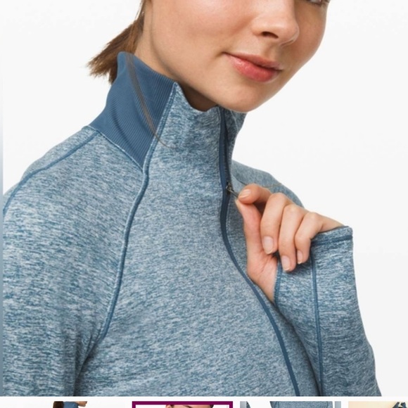 NWOT Lululemon Always Alert Cropped Half Zip Pullover Heather Petrol Blue Size 6 - Picture 6 of 12